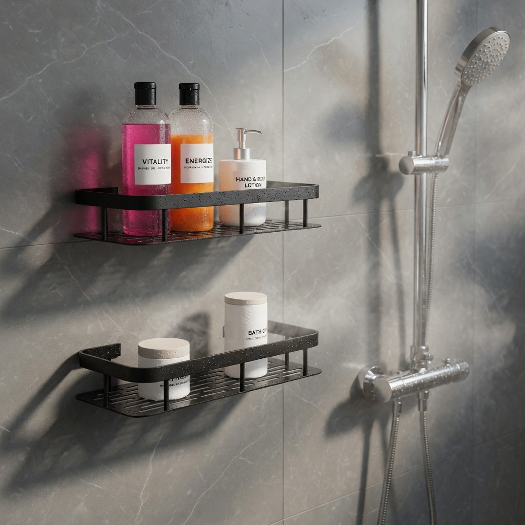 Duschhylla för badrum i aluminium – 2-pack