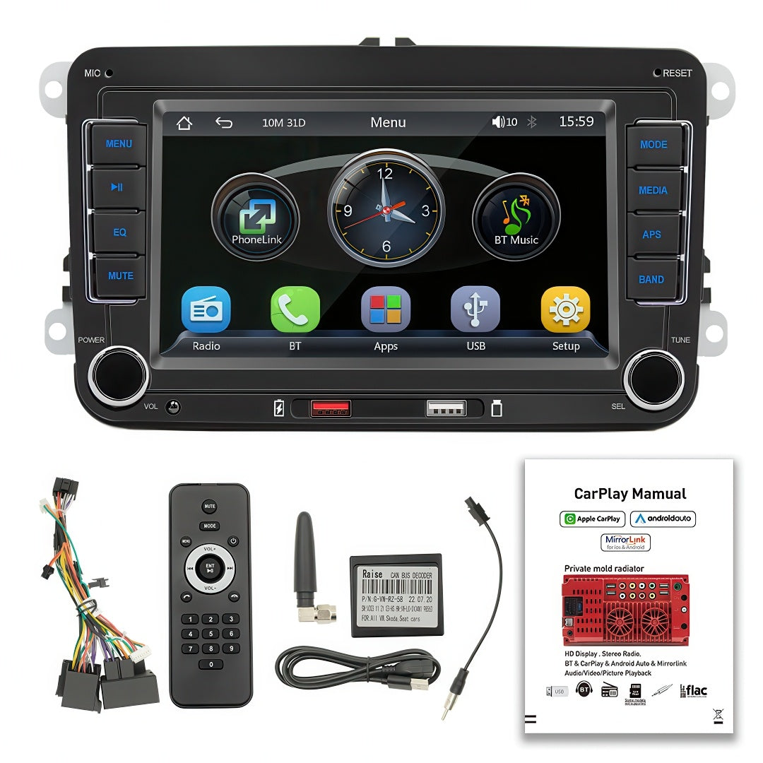 F9070W Bilradio / CarPlay & Android Auto – 7 Tum för Volkswagen