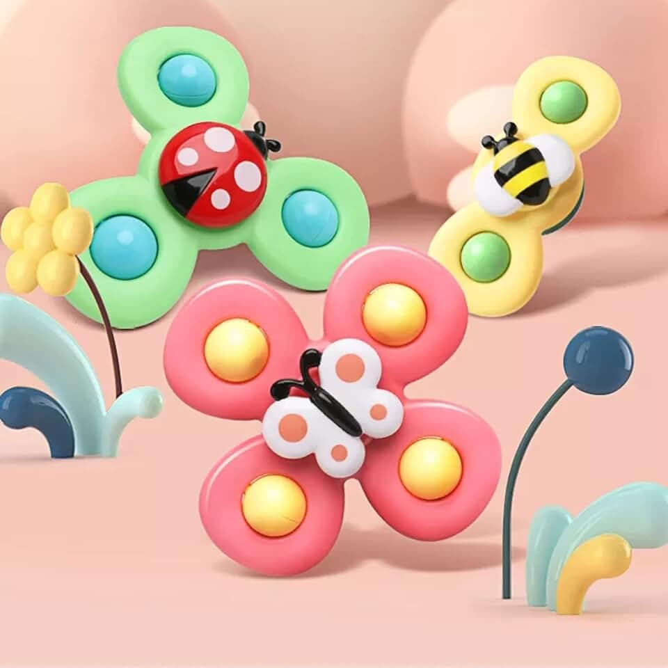 Fidget Spinner med Sugkopp för Barn - 3-Pack