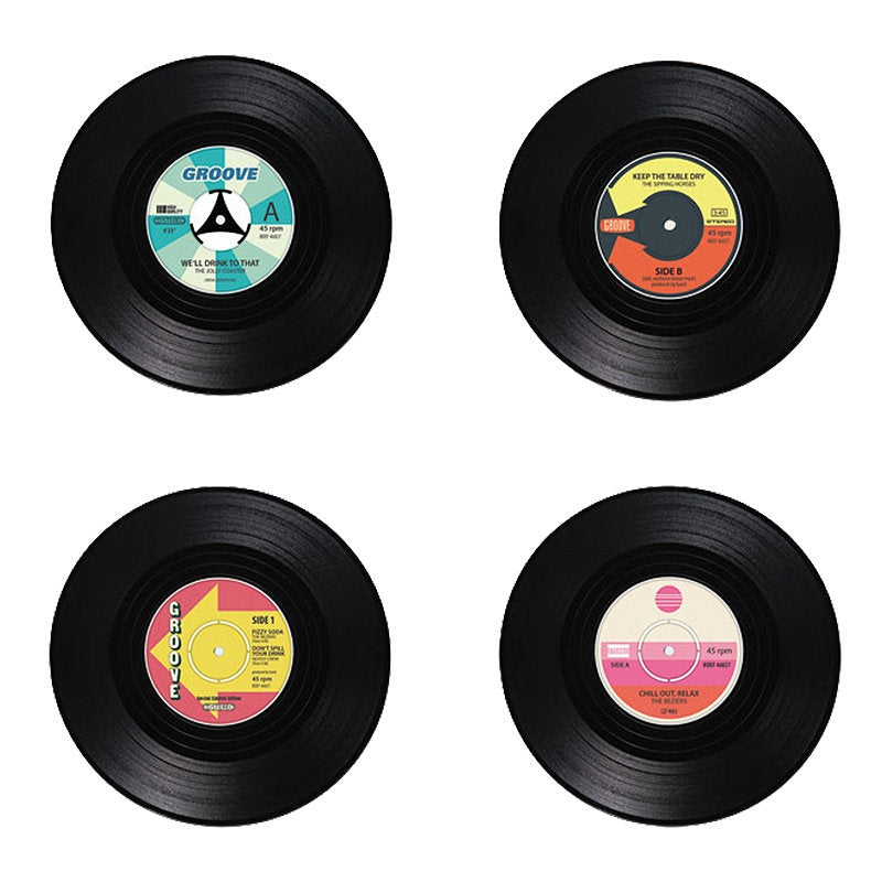 Glasunderlägg i Vinylskivor - 4-Pack