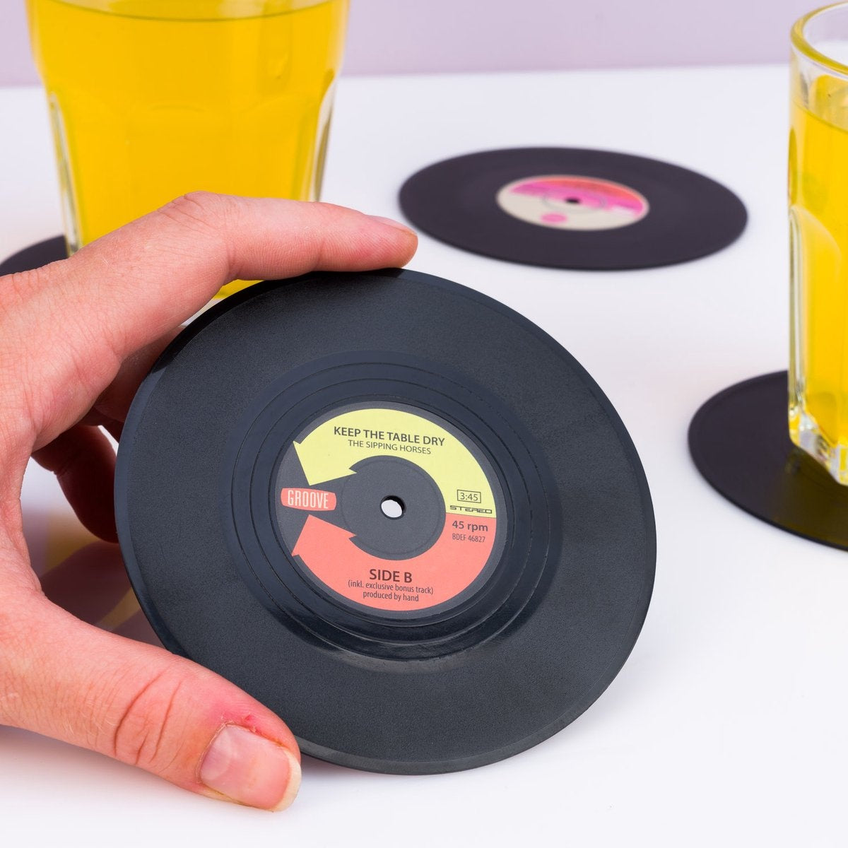 Glasunderlägg i Vinylskivor - 4-Pack