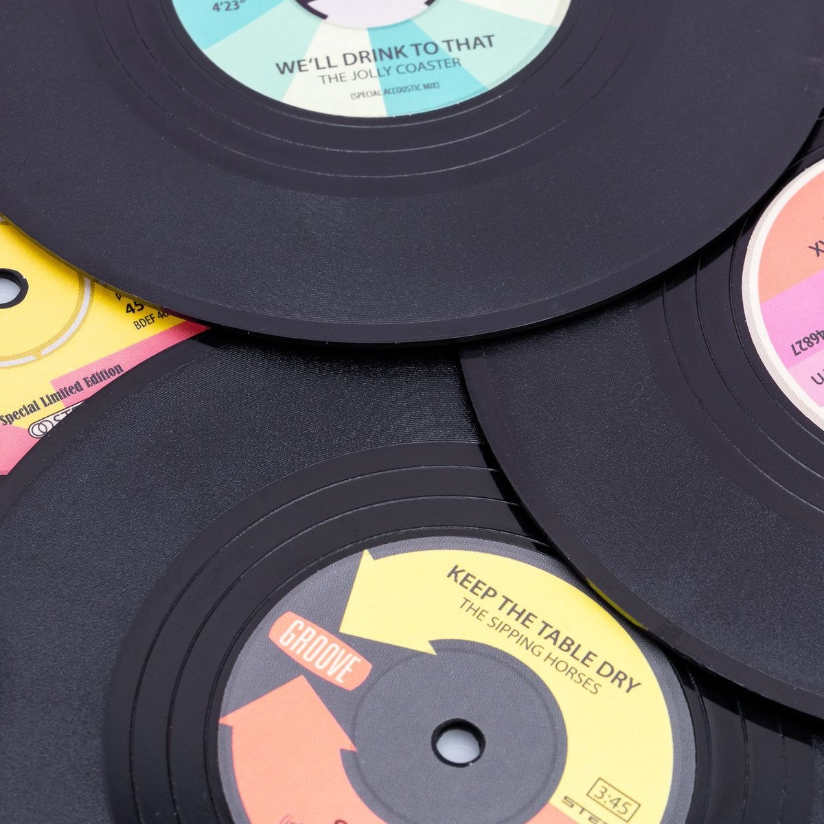 Glasunderlägg i Vinylskivor - 4-Pack