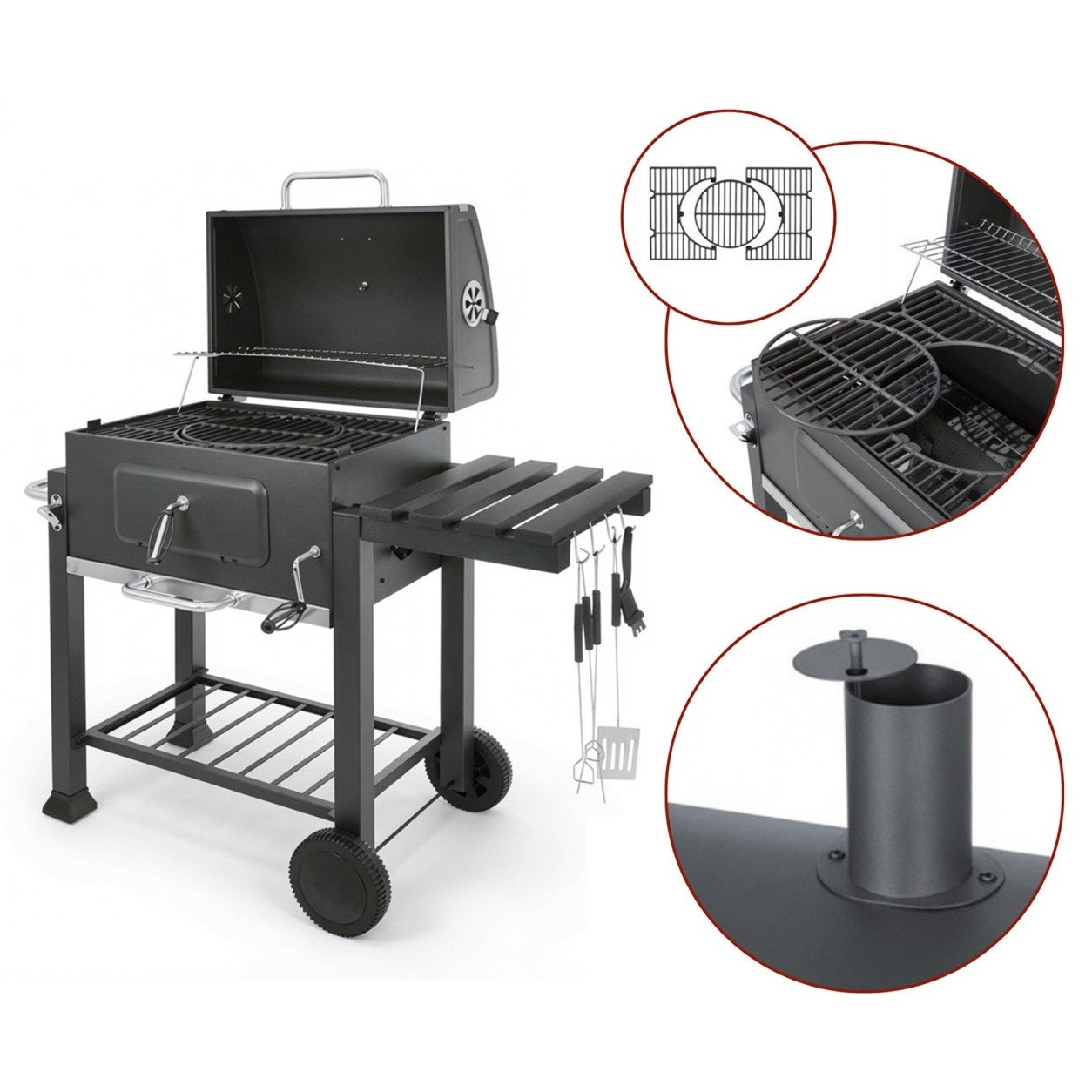 Grill / Kulgrill med tilbehør - 116x55x120cm