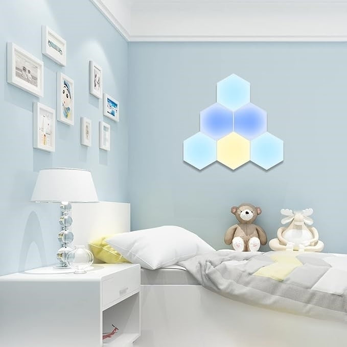 Hexagon Vägglampa / LED lampa i 6 moduler - Fjärrstyrd