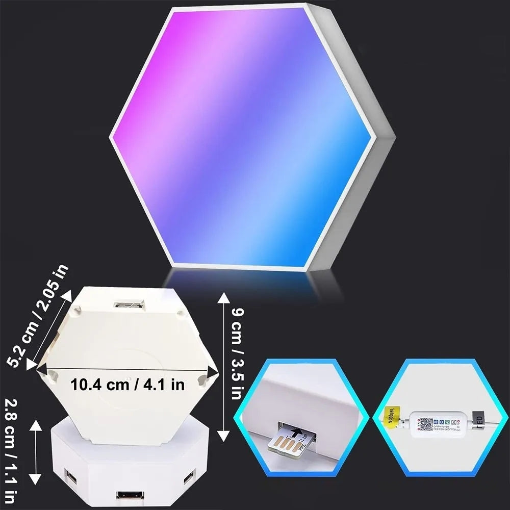 Hexagon Vägglampa / LED lampa i 6 moduler - Fjärrstyrd