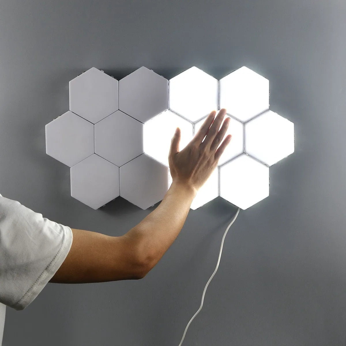 Hexagon Vägglampa / LED lampa i 6 moduler - Fjärrstyrd