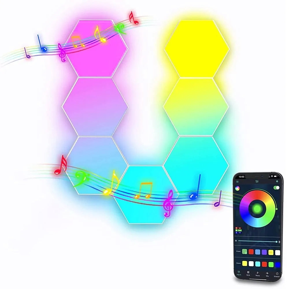 Hexagon Vägglampa / LED lampa i 6 moduler - Fjärrstyrd