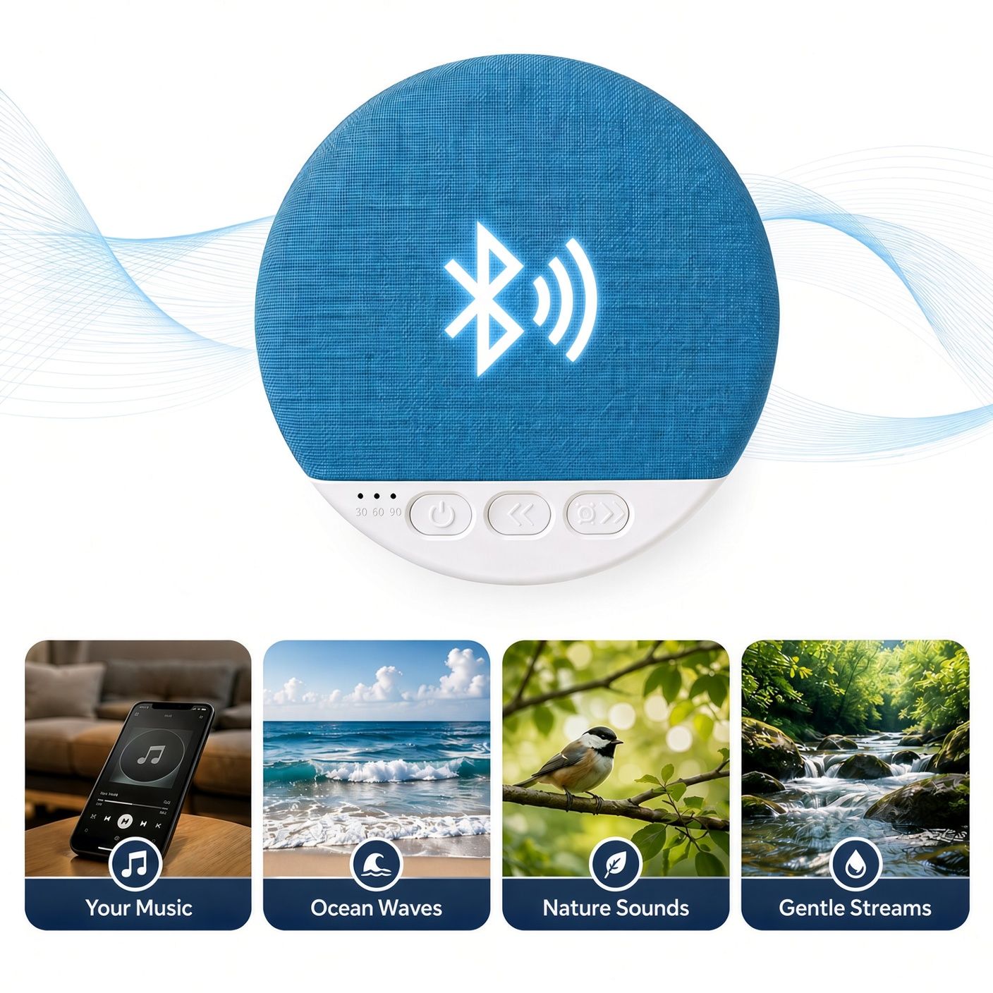 Högtalare för kudde med 3D-stereoljud och timer – Bluetooth 5.4