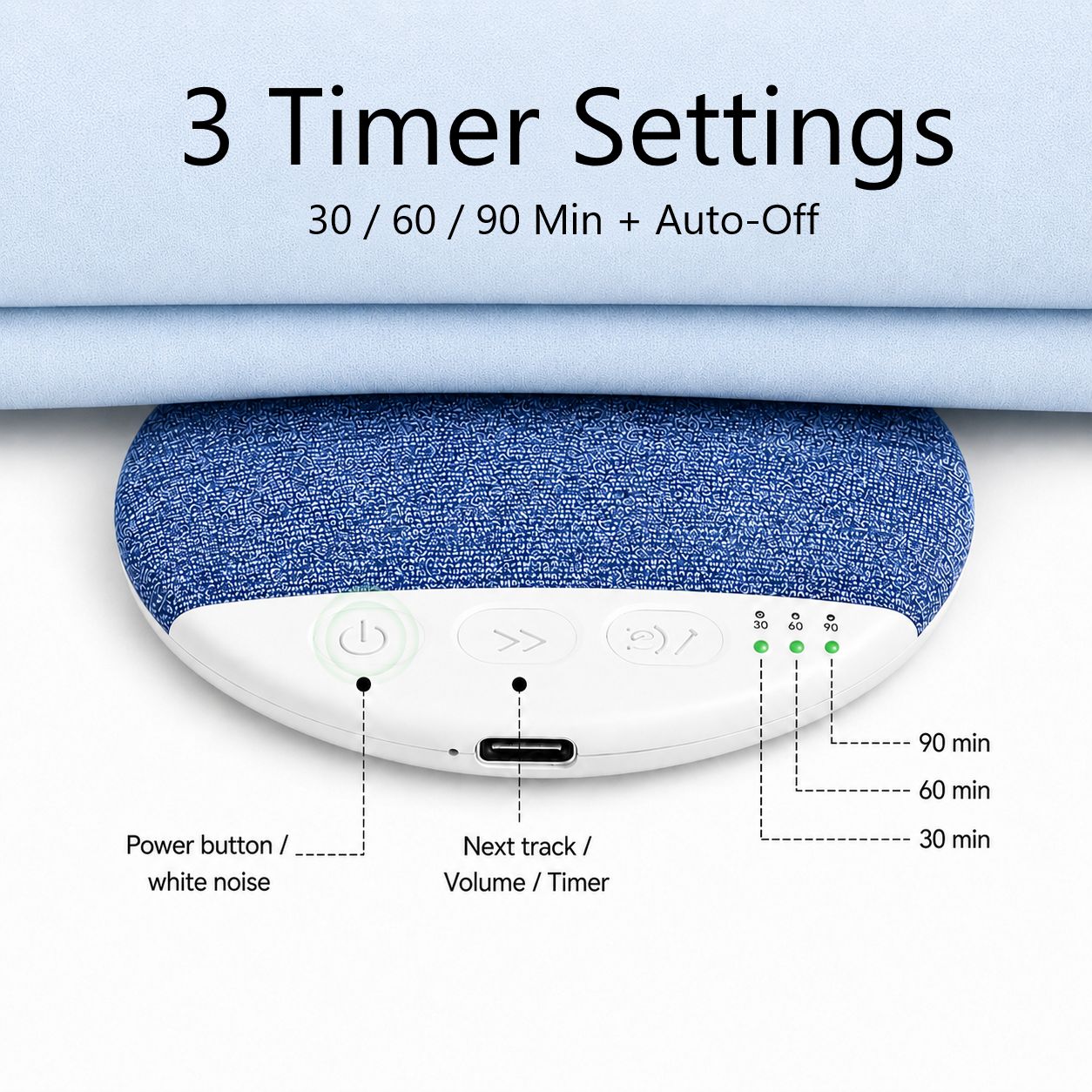 Högtalare för kudde med 3D-stereoljud och timer – Bluetooth 5.4