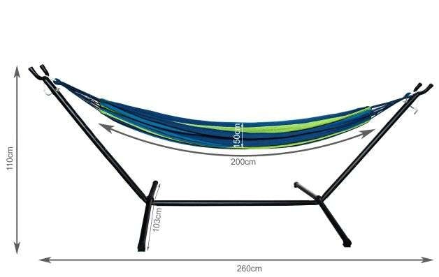 Hängmatta med Stativ 200kg - 200x150 cm