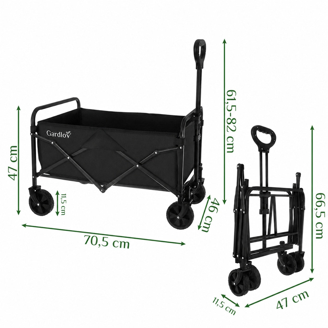 Hopfällbar transportvagn 90 L – Skrinda max 100 kg