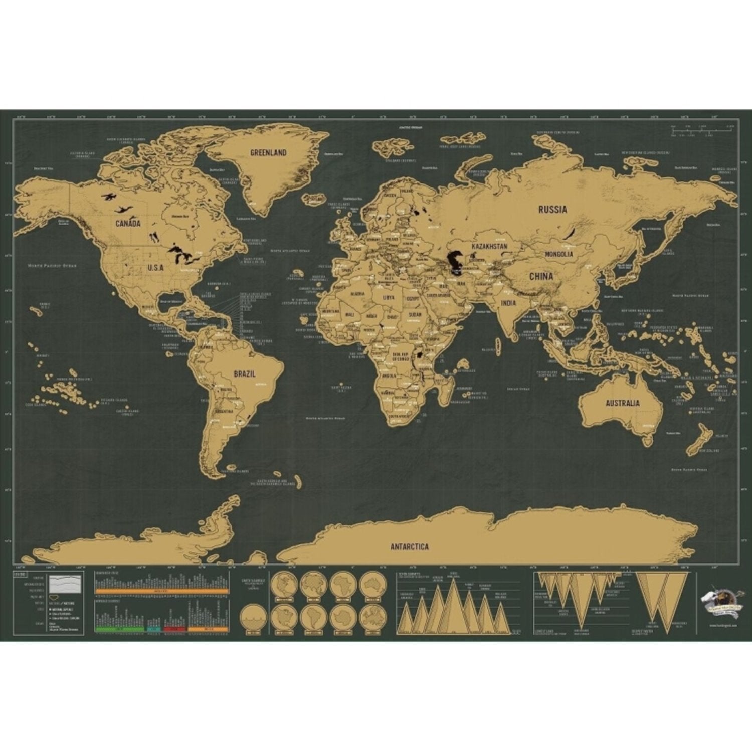 Karta med Skrapa / Scratch Map / Världskarta - 42 x 30 cm