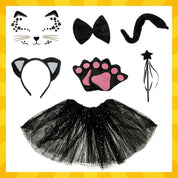 Kattkostym 7-delars - Svart maskeradset