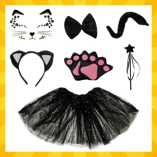 Kattkostym 7-delars - Svart maskeradset