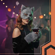 Kattmask med Tassar och Justerbar Svans - 4 Delar