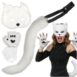 Kattmask med Tassar och Justerbar Svans - 4 Delar