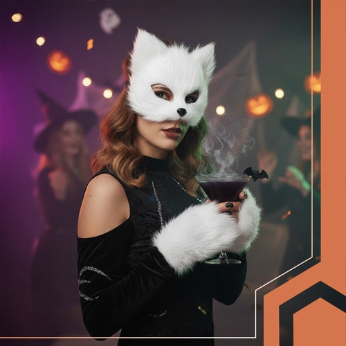 Kattmask med Tassar och Justerbar Svans - 4 Delar