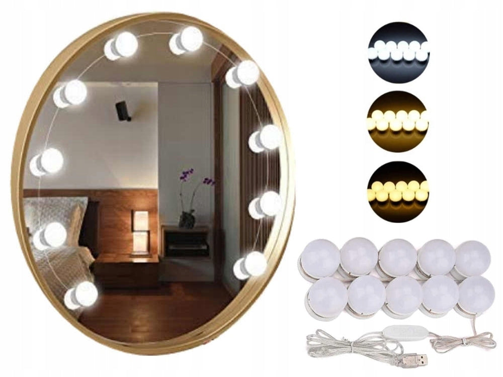 LED Lampor för Sminkspegel med 3 Färgläge - 10-Pack