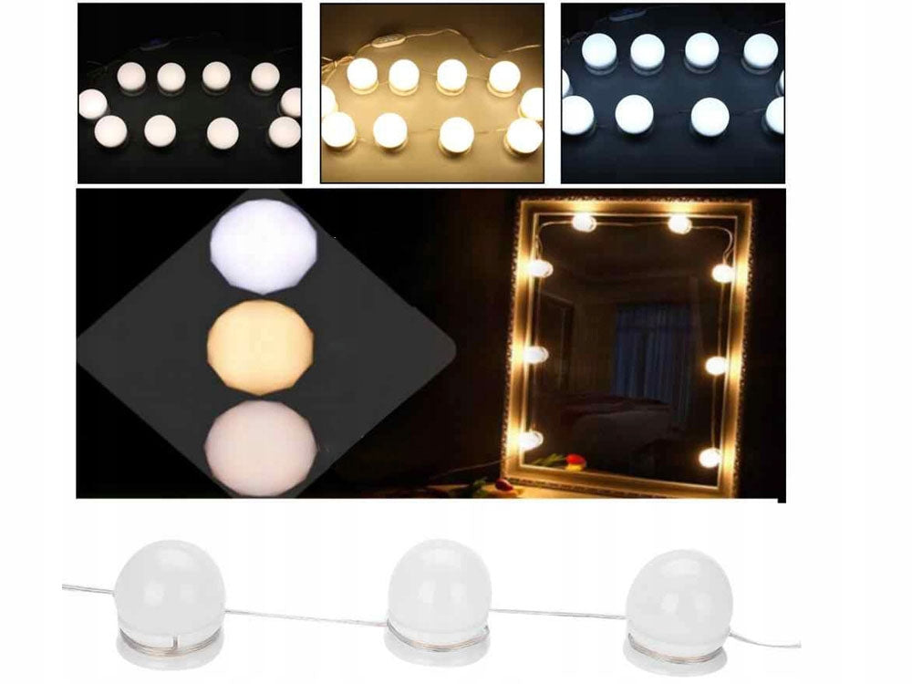 LED Lampor för Sminkspegel med 3 Färgläge - 10-Pack