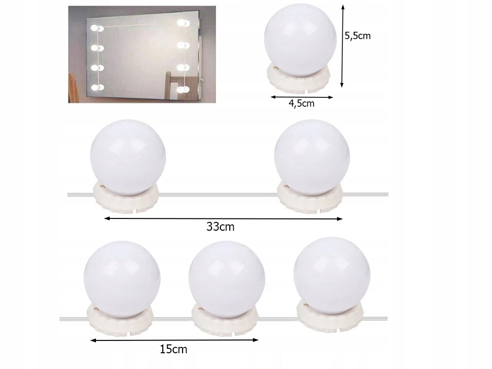 LED Lampor för Sminkspegel med 3 Färgläge - 10-Pack