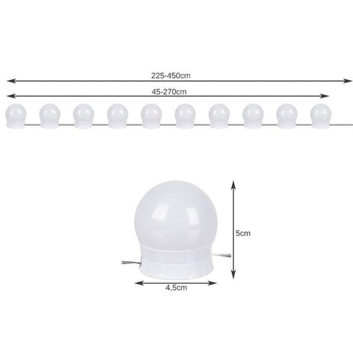 LED-Lampor till Sminkspegel - 10-Pack