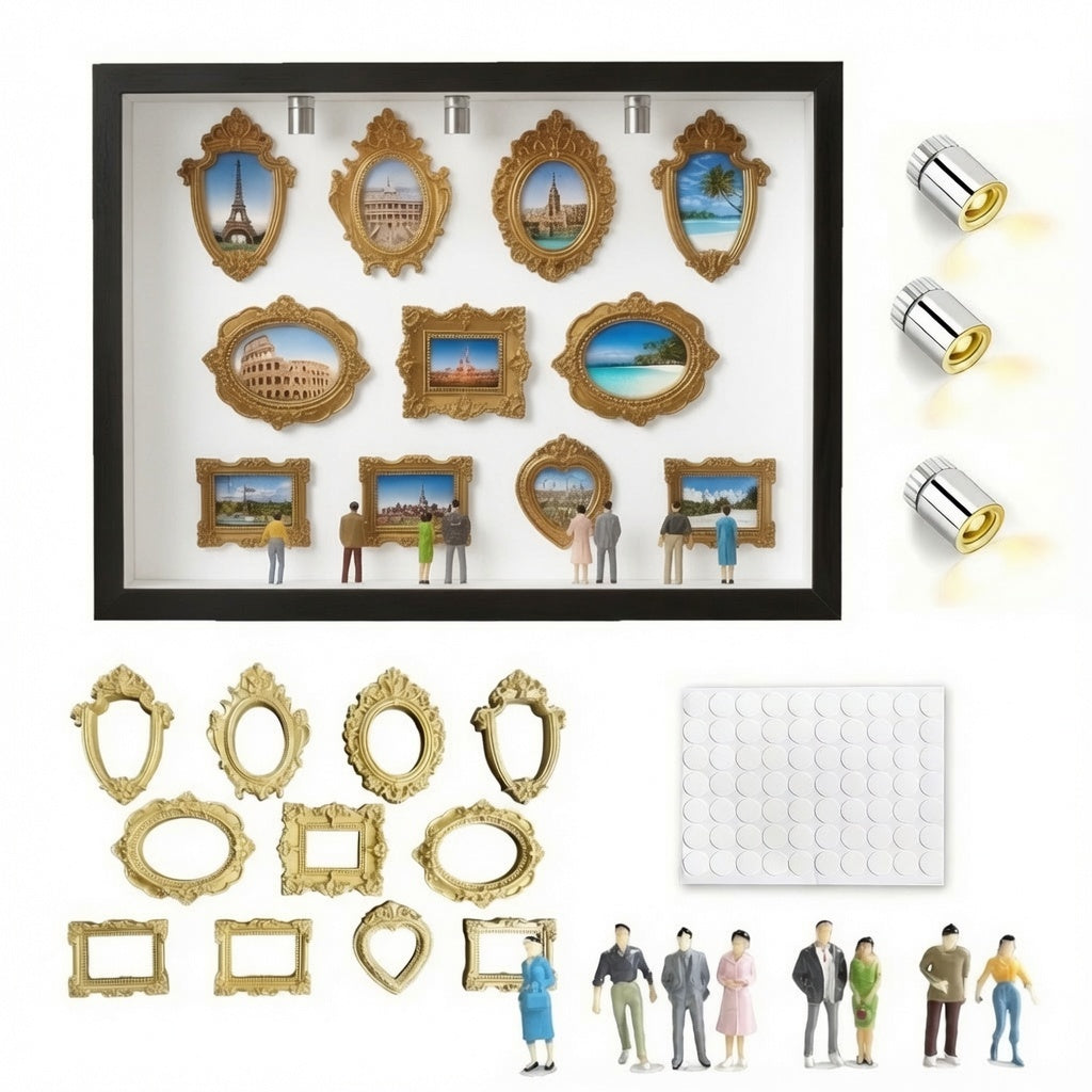 Miniatyr fotoram med LED-ljus – DIY museum minnesram