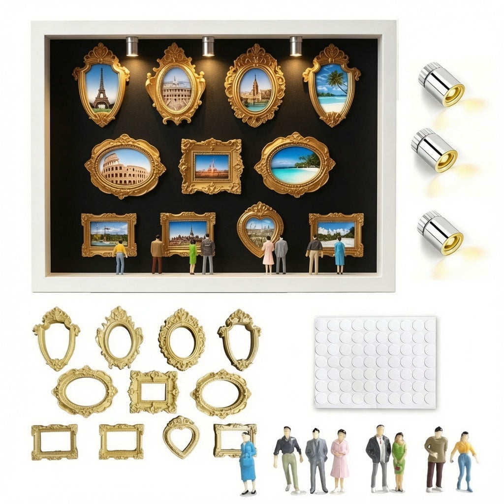 Miniatyr fotoram med LED-ljus – DIY museum minnesram