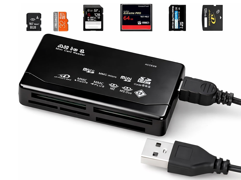 Minneskortläsare USB CF SD microSD XD MS MMC