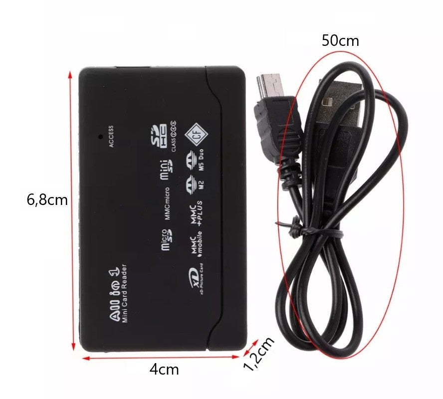 Multikortläsare USB 2.0 – Stöd för 150 Minneskort