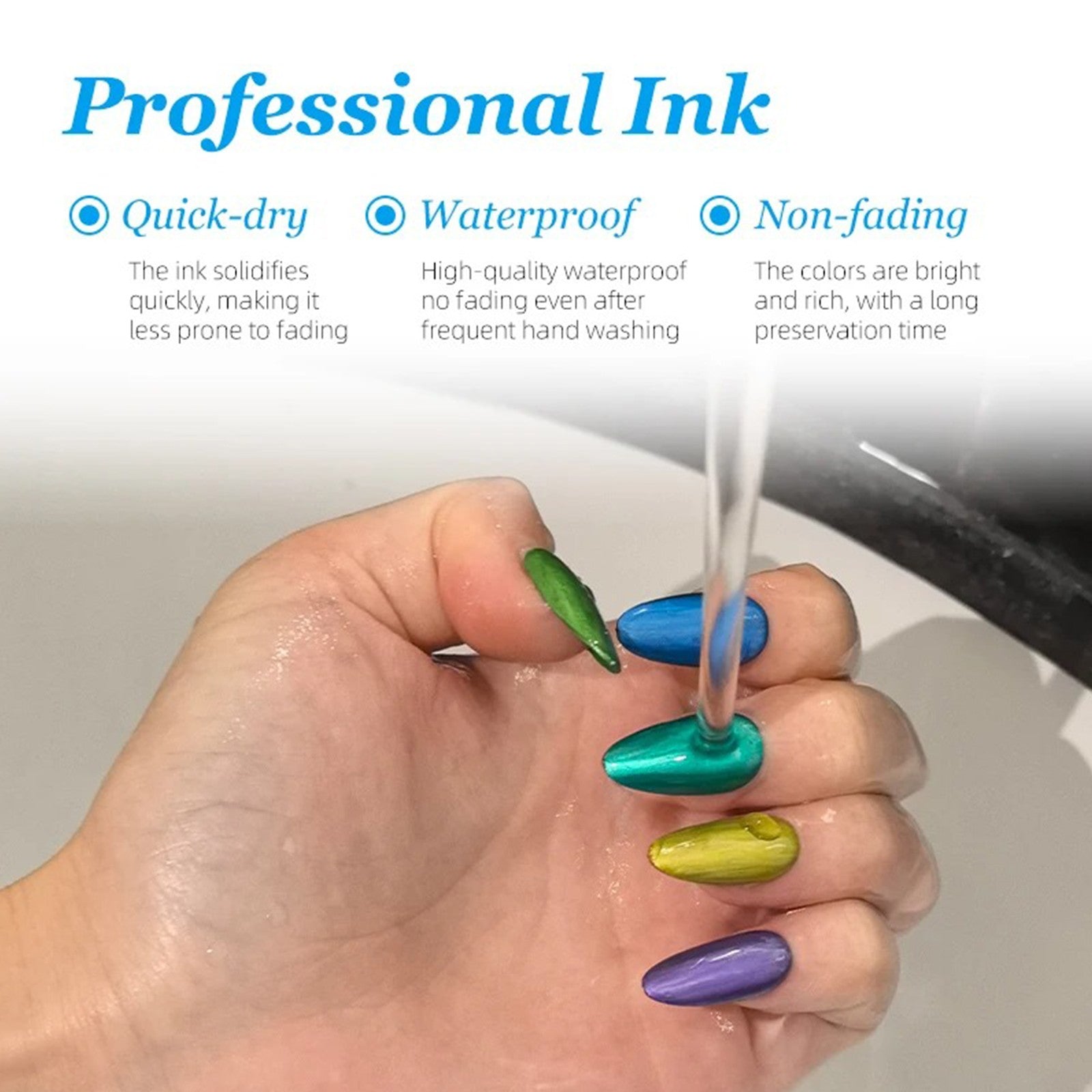 Nail Art Markers med Fin och Bred spets – 10 färger