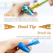 Nail Art Markers med Fin och Bred spets – 10 färger