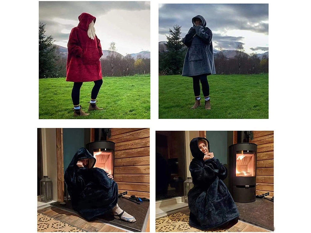 Oversized Hoodie med Luva - Filt
