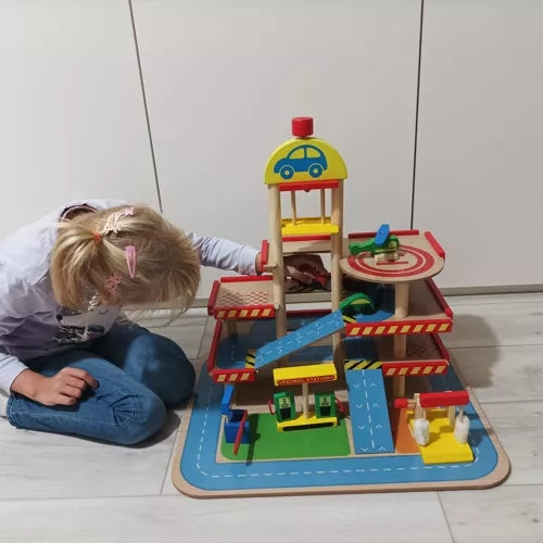 Parkeringsgarage Leksak  - Trä