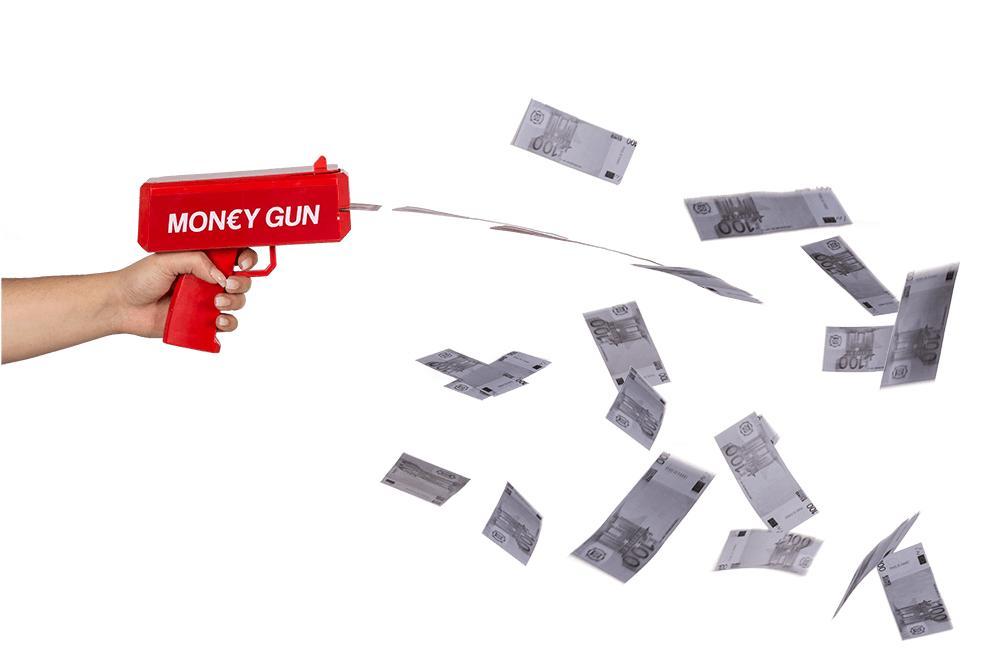 Pengarpistol / Money Gun - Skjuter ut sedlar - Pistol