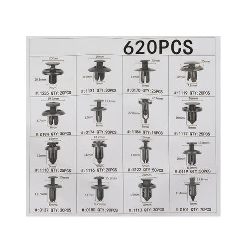 Plastclips & Panelclips för Bil - 620-delar