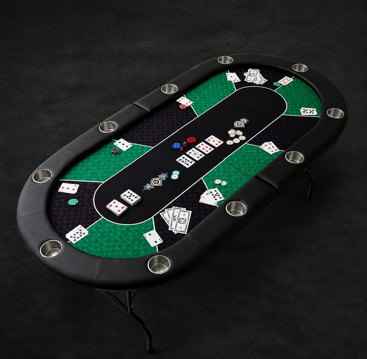 Pokerbord för Poker och Kortspel – 213 × 106 cm med Mugghållare