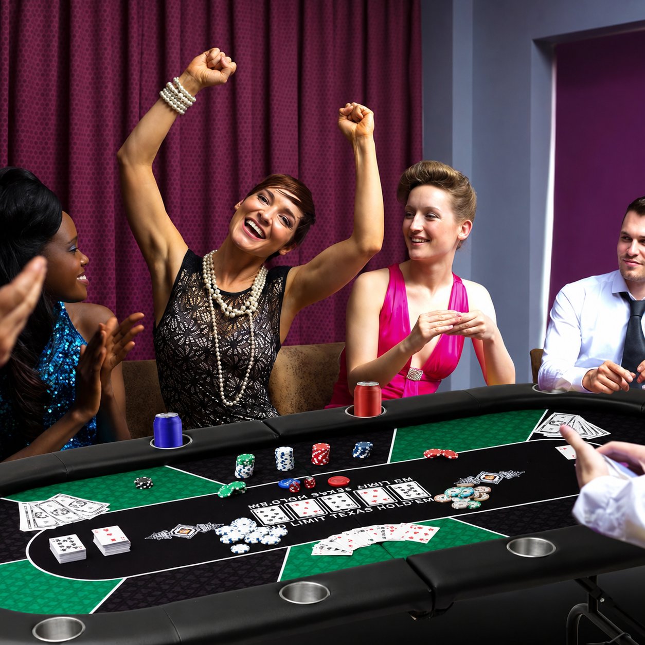 Pokerbord för Poker och Kortspel – 213 × 106 cm med Mugghållare