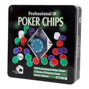 Pokerset med 100 Pokermarker och Kortlekar