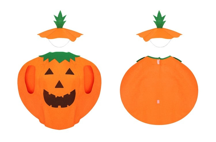 Pumpadräkt för Barn / Halloweenkostym - 3 Delar med Godispåse