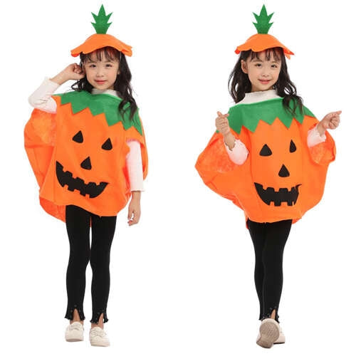 Pumpadräkt för Barn / Halloweenkostym - 3 Delar med Godispåse