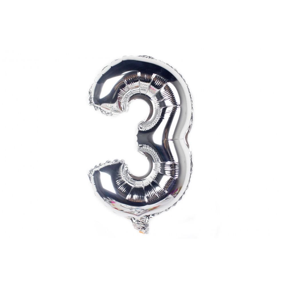 Sifferballong / Metallic Ballong 34 cm - Silver