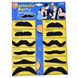 Självhäftande Mustasch för Maskerad – 12-Pack