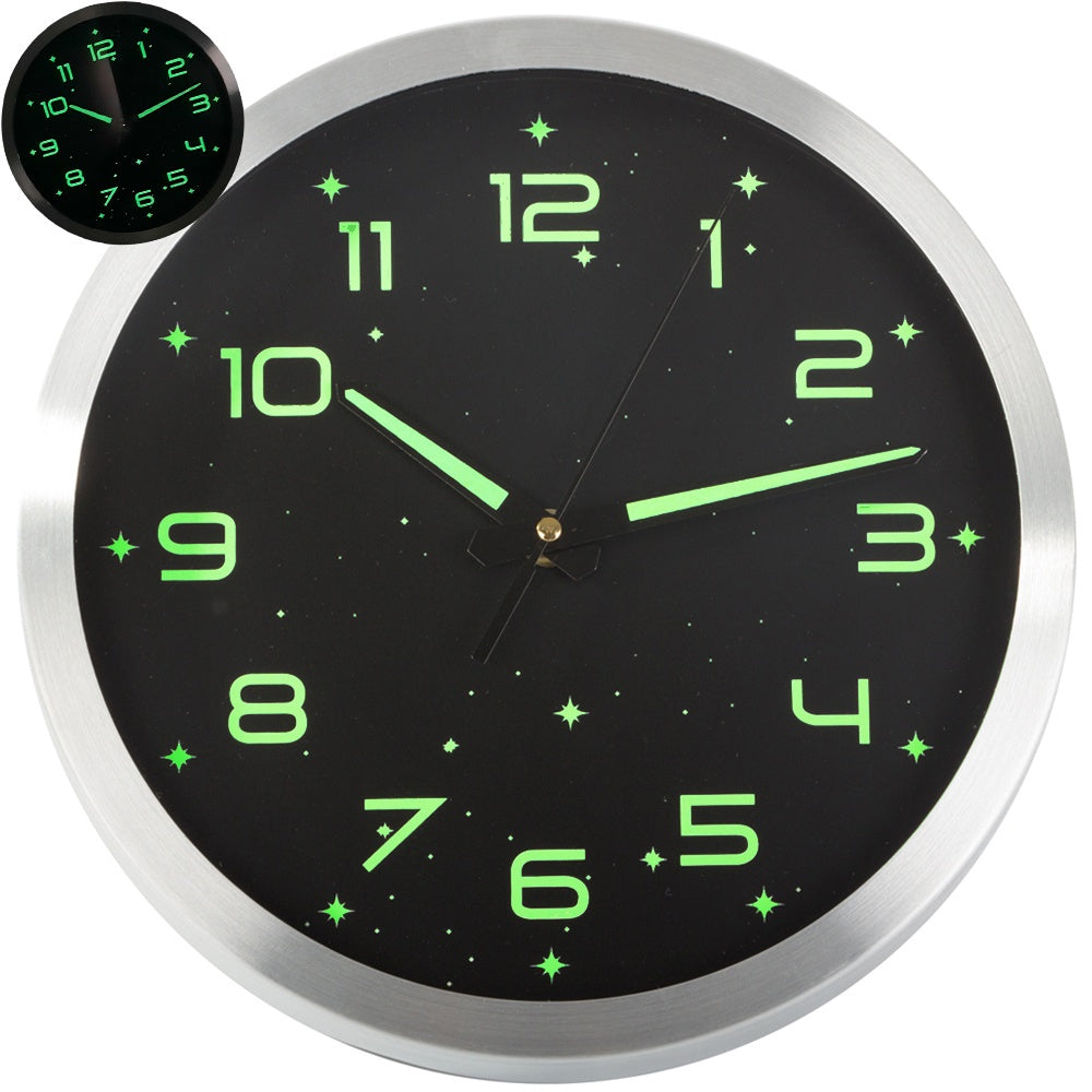 Självlysande väggklocka 25 cm - Fluorescerande stjärndekor