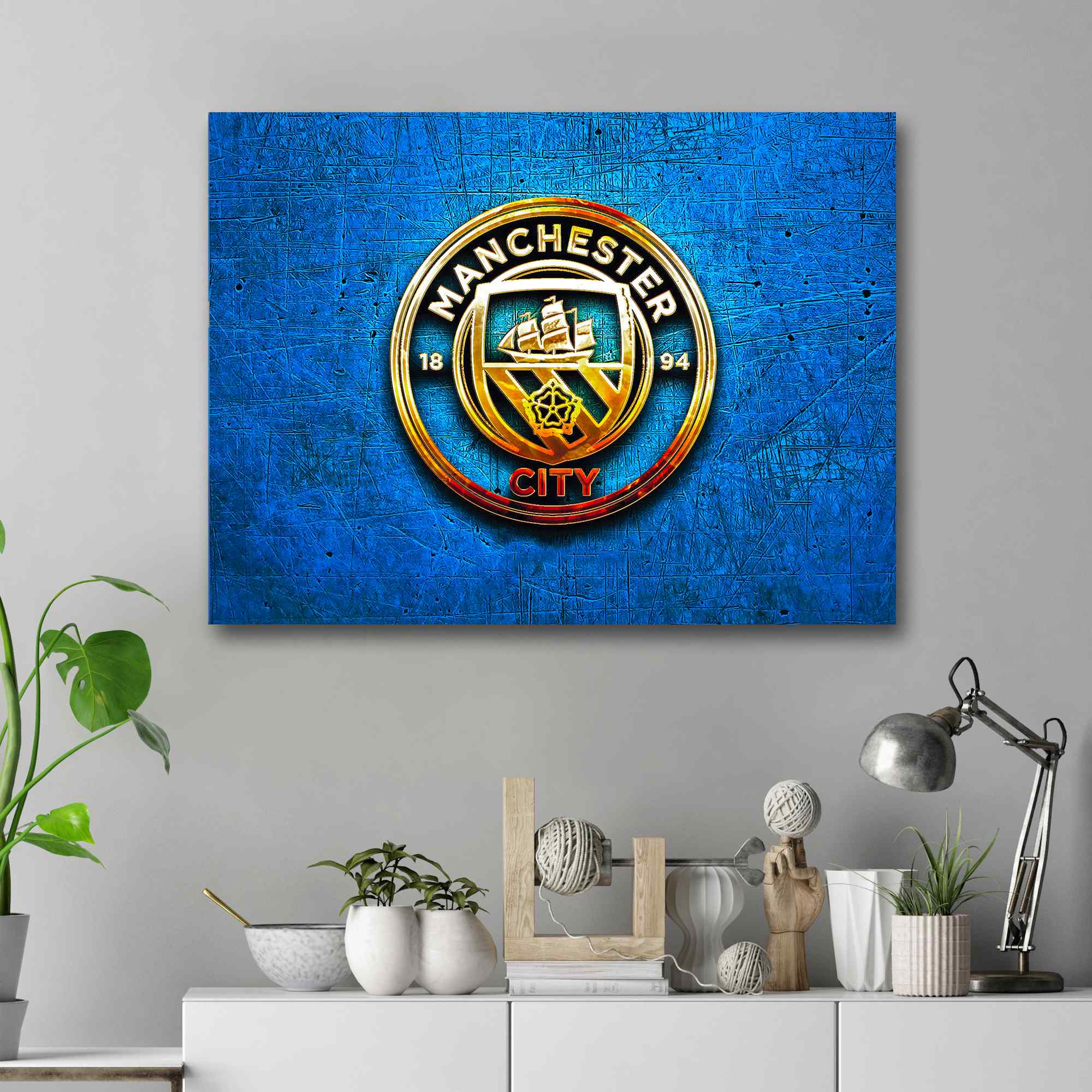 Skylt / Tavla - Manchester City - 59x42 cm - A2 - Väggdekoration