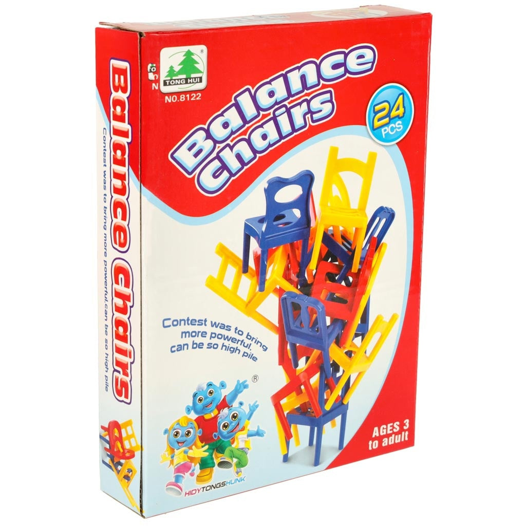 Balansspel med Stapelbara Stolar för Barn – 24-Pack