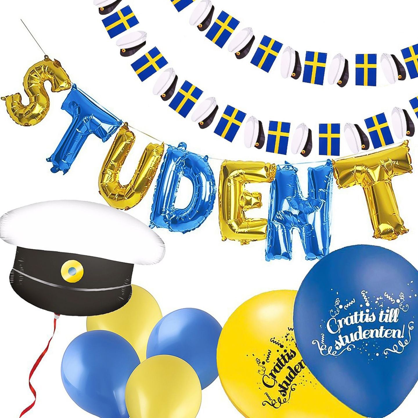 Studentpaket L - Ballonger & Girlanger till Student
