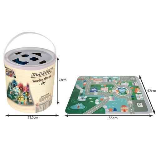 Träklossar Stad / Byggklossar - 100-bitar