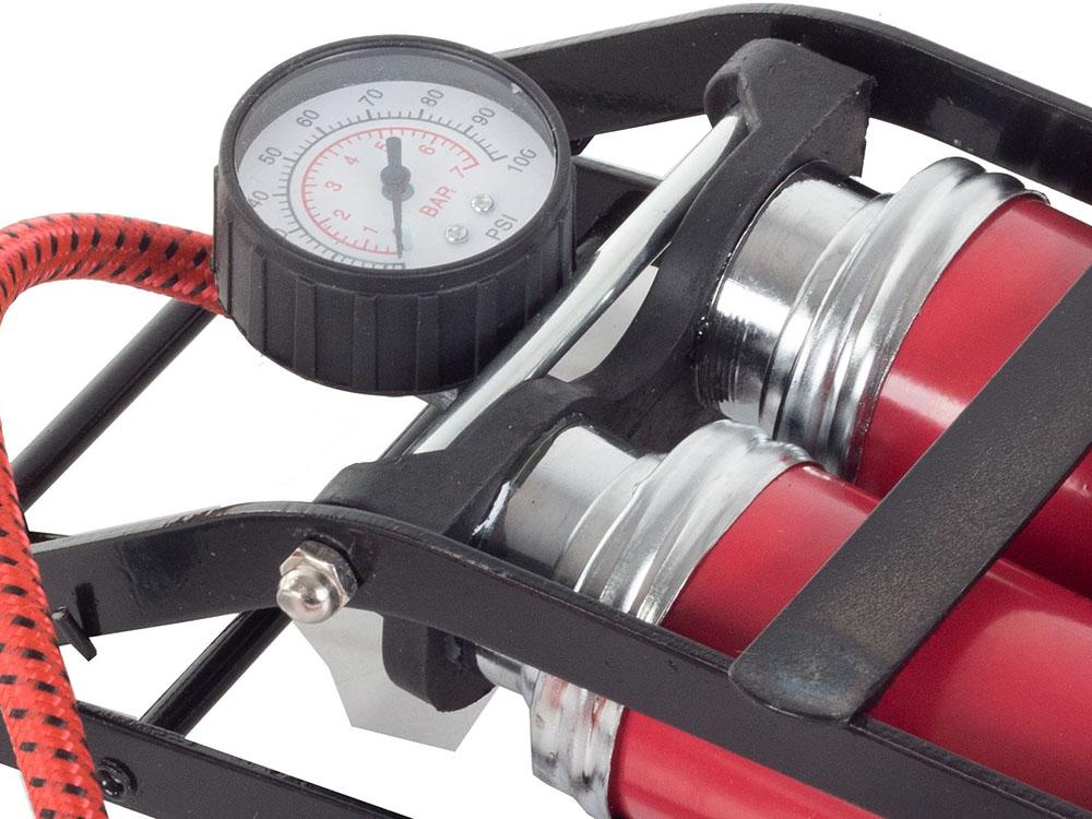 Tvåcylindrig Fotpump med Manometer / Pump - 100 psi