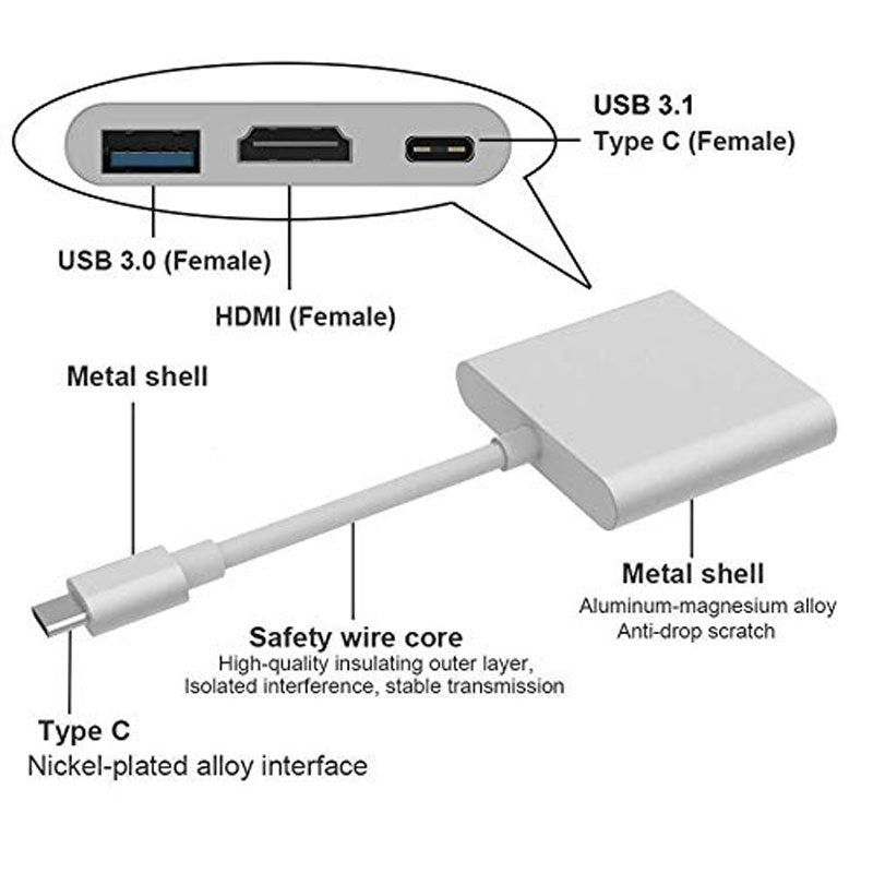 USB-C Adapter till Macbook - HDMI & USB 3.0