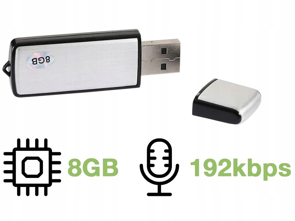 USB Ljudinspelare 8GB - Minnessticka och Diktafon